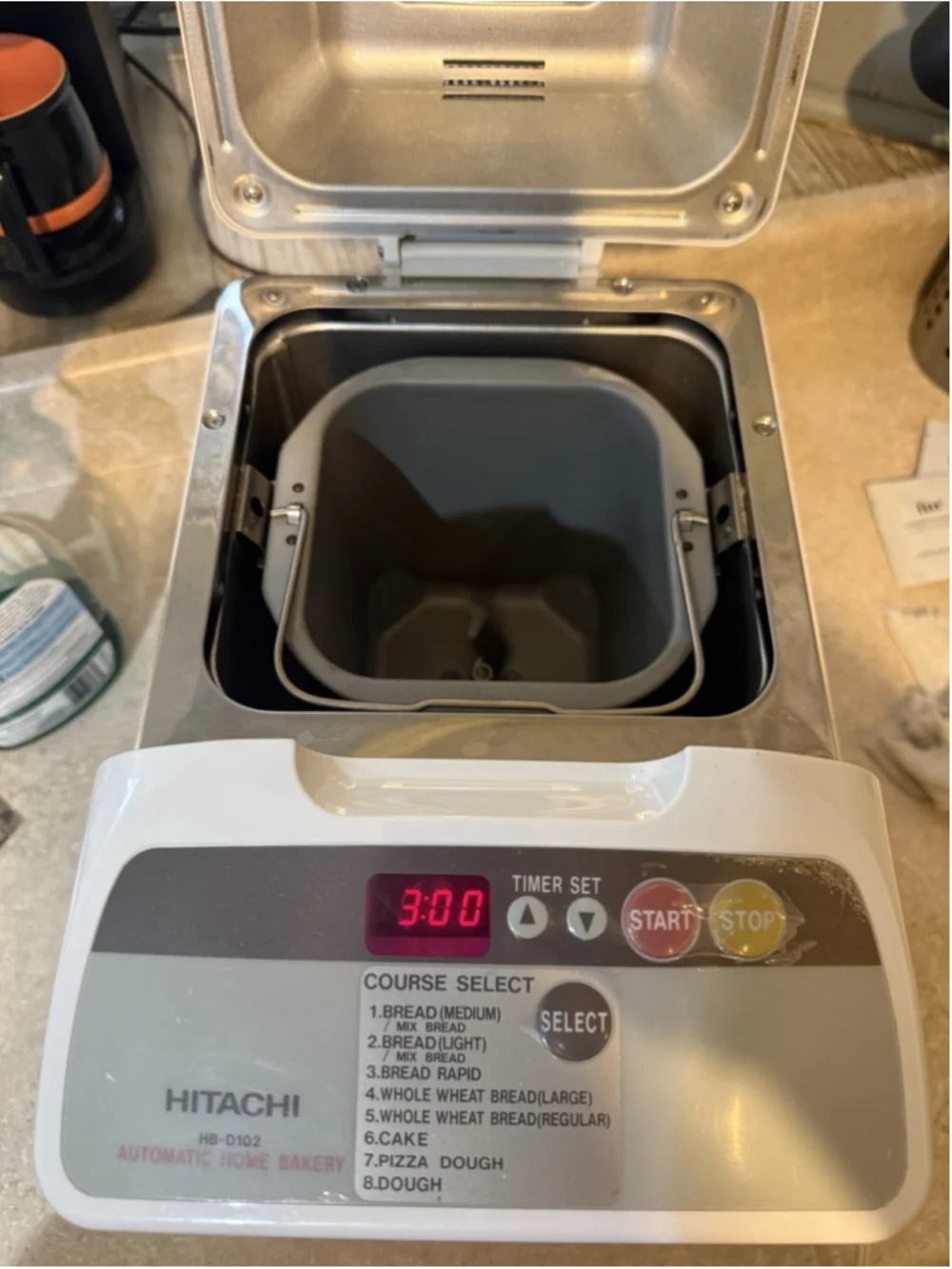 HITACHI Automatic Home Bakery BREAD Cake MAKER MACHINE Manual Pan Paddle HB-D102